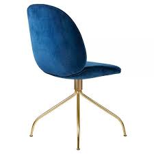 Beetle Meeting Chair Blue Sapphire Velvet Brass Swivel Base Gubi Beetle Chair Chair Beetle Chair