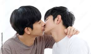 Close up of young asian homosexual, gay man couple kissing in happy moment,  Lgbt asia boy, People diversity love lifestyle, LGBTQ pride concept Stock  Photo | Adobe Stock