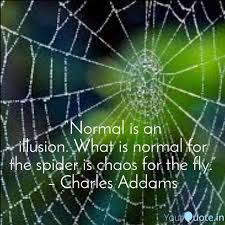 What is normal for the spider is chaos for the fly ~morticia adams. Normal Is An Illusion W Quotes Writings By Vaibhav Sagar Yourquote