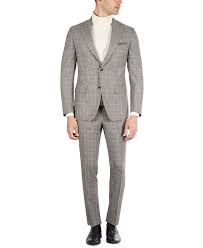 Tallia Men S Slim Fit Black Cream Plaid Suit Separates Reviews Suits Tuxedos Men Macy S