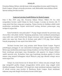 Contoh karangan berita via www.scribd.com. Karangan Laporan Lawatan Sambil Belajar Ke Kuala Lumpur Karangan Contoh Cikgugoh