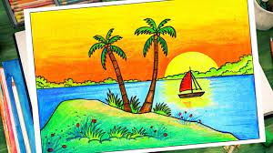 Easy nature drawings summer drawings art drawings for kids outline drawings. How To Draw Easy Scenery Sunset Scenery Drawing Easy Scenery Drawing For Kids Sunset Drawing Easy Cool Art Drawings
