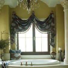 Which window treatments should never be used in bathrooms? 13 Ideas For Bathroom Window Treatments Over Bathtubs Bathroom Window Treatments Bathroom Window Coverings Valance Window Treatments