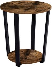 Shop for small accent tables at bed bath & beyond. Amazon Com Eknitey End Table Industrial Round Side Table 2 Tier Small Sofa Couch Table With Storage Rack Snack Table Wood Look Accent Table With Metal Frame For Living Room Bedroom Coffee And Small