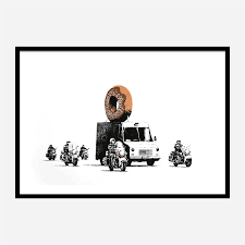 Shop unique custom made canvas prints, framed prints, posters, tapestries, and more. Donut Chocolate By Banksy Wall Art Print