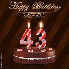 43 Year Happy Birthday Card With Cake And Candles 43rd Birthday Vector Eps10 Stock Illustration Adobe Stock