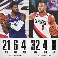 Statline On Instagram Portland Falls Just Short Of The Win Against The Clippers Play In Tournament Still A T In 2020 Portland Trailblazers Paul George Sports Jersey