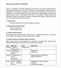 Statement Of Work Sample New Free 10 Statement Of Work Samples In Google Docs In 2020 Statement Of Work Work Proposal Statement
