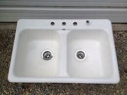 vintage cast iron porcelain sink eljer