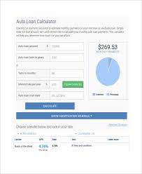 sample car loan calculator template 8 free documents