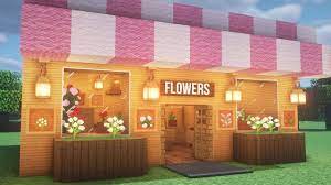 How To Build A Flower Shop In Minecraft Youtube Cute Minecraft Houses Minecraft Cottage Minecraft Shops