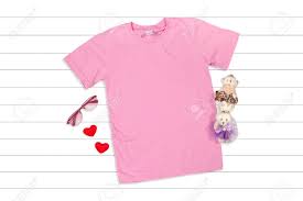 Download Pink T Shirt Mockup Flat Lay On A White Wooden Background Stock Photo Picture And Royalty Free Image Image 108210155