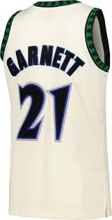 Mitchell & Ness Men's Kevin Garnett Cream Minnesota Timberwolves  Chainstitch Swingman Jersey