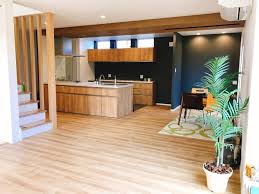 かっこいい 木の家 ldk シンプル おしゃれ リビング キッチン インテリア living dining kitchen interior 根室 ウッディークラフト 中標津 釧路 新築 家具 紺色の壁紙 home decor home decor