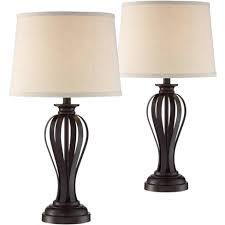 Each of these items comes with a rustic oak finish with gradient tones that help. Regency Hill Rustic Farmhouse Table Lamps Set Of 2 With Wifi Smart Sockets Bronze Open Cage For Living Room Bedroom Bedside Office Target