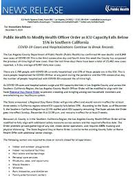 7, banned nearly all private and public gatherings. La Public Health On Twitter Public Health To Modify Health Officer Order As Icu Capacity Falls Below 15 In Southern California Covid19 Cases And Hospitalizations Continue To Break Records View Https T Co Dz0nfp8bvx Https T Co Dntnt07yjo