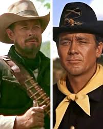 Western actors Ben Johnson and Harry Carey Jr. practicing roman riding for  the John Ford film Rio Grande in Monument Valley. photo from BillRadcliff