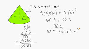How to calculate the surface area of a cone? Finding The Surface Area Of Cones With And Without The Slant Height Youtube