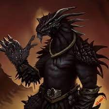 Black dragonborn with pseudodragon on Craiyon