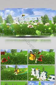 E3d Spring Dancing Butterflies Flying Grass Flowers Text Scene Ae Video Aep Free Download Pikbest Flower Text Spring Festival Poster Grass Flower
