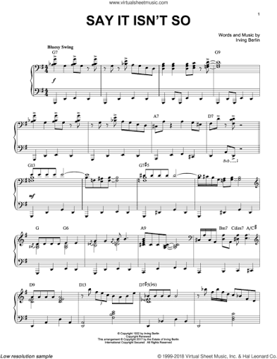 Say It Isn't So [Jazz version] sheet music for piano solo (PDF)