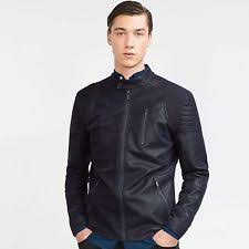 Zara Man Bnwt Navy Blue Biker Jacket Waist Length Coat S M L Xl Xxl 3501 300 79 25 End Date May 21 13 51 Faux Leather Jacket Men Biker Jacket Jackets