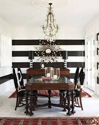 Black And White Dining Table Decor Striped Accent Wall Love Love Love Black And White Of Course D Dining Room Makeover Striped Walls Dining Room Decor