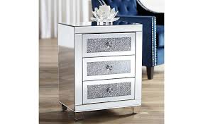 3 drawer side table grey. Amazon Com Gia 20 Wide Mirrored Silver 3 Drawer Side Table Studio 55d Kitchen Dining