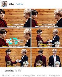 Does Anyone Else Think Bowling Is A Secret Code Word Between Idols Like When Jungkook Said He And Yugyeom Went Bowling V Th Bts Bangtan Boy Bts Boys Bts Funny
