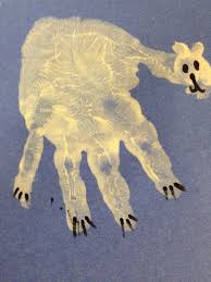 Handprint Polar Bear For Arctic Animals Theme In 2020 Winter Animals Preschool Arctic Animals Preschool Polar Bear Art