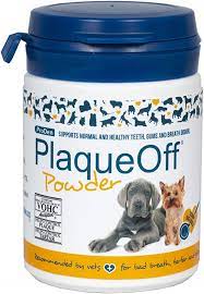 You simply give your dog the treat and then let it chew at its own pace, as it chews it chips off the plaque and tartar from your dog's teeth. Proden Plaqueoff Powder 60 G For Small Dogs Cats Bad Breath Plaque Tartar Amazon Co Uk Pet Supplies