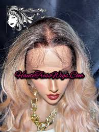 Ombre, Balayage, Brown Root, Peach Blonde, Pastel, HD Transparent Lace,  Free Parting, Pre-plucked Bombshell Wig, Wavy, Lace Front Wig