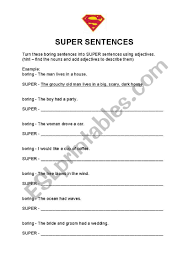 English Worksheets Super Sentences