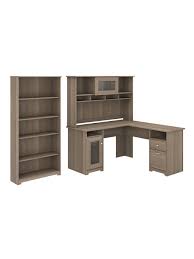 Get the best deal for bush computer desk home office desks from the largest online selection at ebay.com. Bush Furniture Cabot 60 W L Shaped Computer Desk With Hutch And 5 Shelf Bookcase Ash Gray Standard Delivery Office Depot