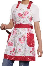 Fabulous vintage mccall sewing pattern. Amazon Com Neoviva Kitchen Aprons For Women With Pockets Heavy Duty Bib Apron For Cooking Baking Bbq And Gardening Style Diana Floral Lollipop Red Clothing
