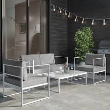 Browse our full collection of luxury outdoor sofa sets online. 4 Piece White Metal Patio Garden Furniture Set With Table Como Furniture123