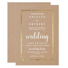Stylish Brown Paper Faux Gold Minimalist Wedding Invitation Elegant Weddin Wedding Invitations Diy Elegant Trendy Wedding Invitations Wedding Invitations Diy