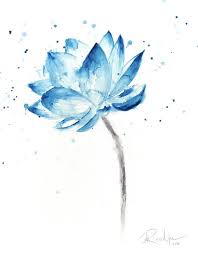 Purple water lilly blossom botanical image. Lotus Flower Painting Top View Painting Inspired
