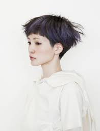 Messy Purple Short Hair Short Hair Styles Wedge Haircut Short Wedge Haircut