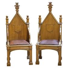 Pair Of Augustus Welby Northmore Pugin Chairs Throne European Gothic Oak Antique Chairs Chair Mid Century Modern Furniture