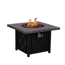 Afterglow Cottage 34 In Square Terrafab Slate Look Top With Steel Base Propane Gas Fire Pit Fw Ctgsqfp The Home Depot Square Fire Pit Outdoor Fire Pit Gas Firepit