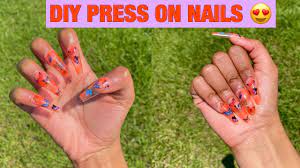 Easy Diy Press On Nails At Home Orange Jelly Nails Butterfly Nails Youtube Jelly Nails Press On Nails Butterfly Nail