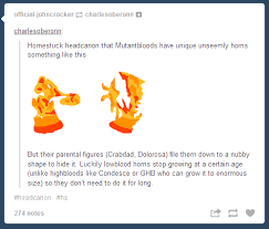 (they are clearly considered to be animals by alternian society, so anything else either gave me kzinti flashbacks or was too horrible to contemplate.) Ooh Interesting Headcanon I M Quite Fond Of The Idea Of Karkat Just Naturally Having Nubby Horns Though D Homestuck Homestuck Trolls Fandomstuck