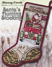 Download the free cross stitch pattern and create your own jolly christmas stockings using six bright shades of dmc floss! Santa S Hunting Stocking By Stoney Creek Counted Cross Stitch Pattern
