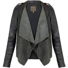 Muubaa Lupus Grey Draped Suede And Leather Jacket 195 Liked On Polyvore Featuring Outerwea Colorful Leather Jacket Grey Suede Jacket Leather Jackets Women