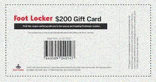 Get Your Card Limit One Per Person Foot Locker Gift Card Printing Print Coupons