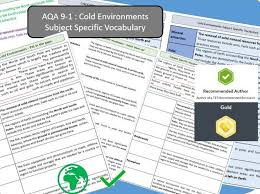 Aqa 9 1 Gcse Geography Cold Environments Key Vocabulary Literacy Activity Sheets Gcse Geography Literacy Activities Aqa