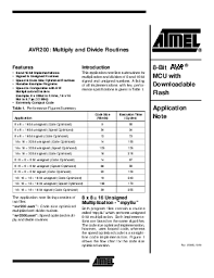 Avr200 Multiply And Divide Routines Code Size Execution