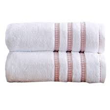 Match soft blue towels to a nautical shower curtain, or try an ornate, jacquard print. Great Bay Home Roselyn 100 Cotton Floral Jacquard 2 Pack Bath Towel Set White Pink Target