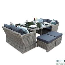High Back Sofa Dining Cube 8 Seater Rattan Furniture Set Natural Deco Alfresco Rattan Furniture Set Rattan Furniture Rattan Garden Furniture